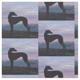Greyhound Silhouette Dog Art Fabric Stof