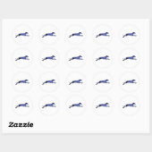 Greyhound Silhouette Fractal Ronde Sticker (Vel)