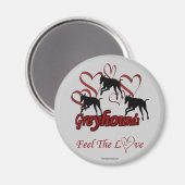 Greyhound Silhouette Hearts Love Dog Magneet (Voorkant / Achterkant)