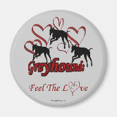 Greyhound Silhouette Hearts Love Dog Magneet (Voorkant)