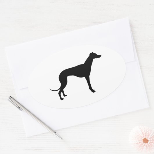 Greyhound Silhouette Ovale Sticker (Envelop)