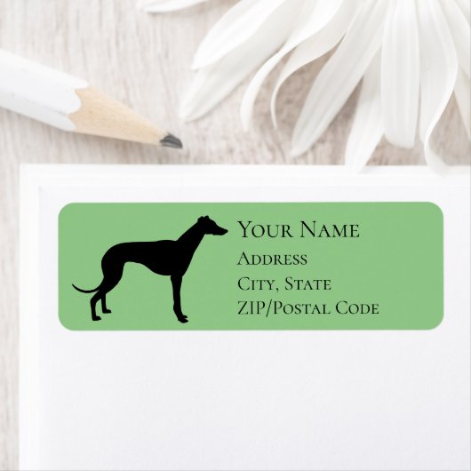 Greyhound Silhouette Return Address Etiket (Insitu)