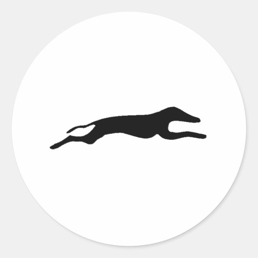 Greyhound Silhouette Ronde Sticker (Voorkant)