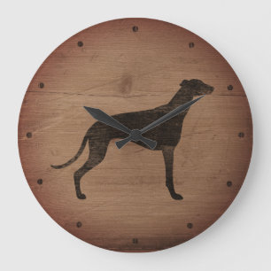 Greyhound Silhouette Rustic Style Grote Klok