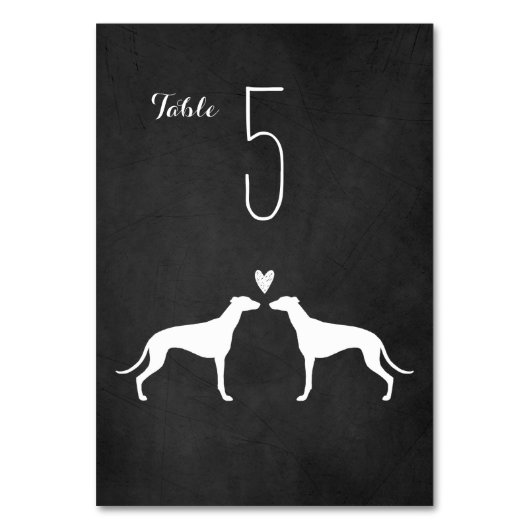 Greyhound Silhouetten Trouwreceptie Tafel Kaart (Voorkant)
