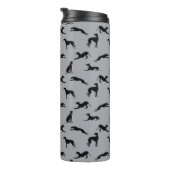 Greyhound Silhouettes Black op grijs Thermosbeker (Geroteerd rechts)