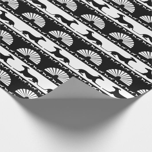 Greyhound Silhouettes Black White Art Deco Fan Cadeaupapier (Hoek)