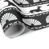 Greyhound Silhouettes Black White Art Deco Fan Cadeaupapier (Rol Hoek)