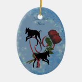 Greyhound Silhouettes Hart Hond Ornament (Voorkant)