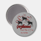 Greyhound Silhouettes Hearts Love Dog Magneet (Voorkant / Achterkant)