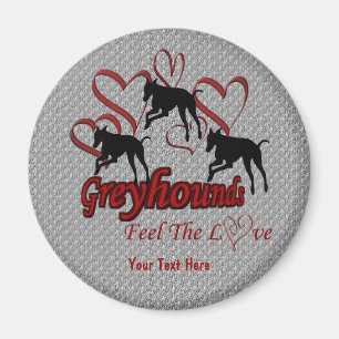 Greyhound Silhouettes Hearts Love Dog Magneet