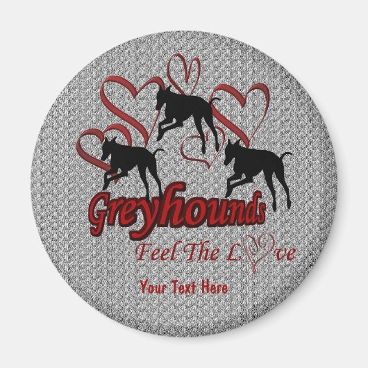 Greyhound Silhouettes Hearts Love Dog Magneet (Voorkant)