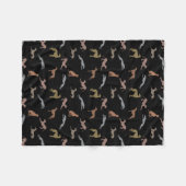 Greyhound Silhouettes Metallic Shades op Black Fleece Deken (Voorkant (Horizontaal))