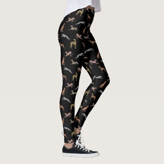 Greyhound Silhouettes Metallic Shades op Black Leggings (Rechts)