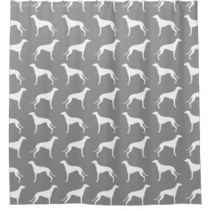 Greyhound Silhouettes Pattern Grey Douchegordijn