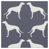 Greyhound Silhouettes Pattern Midnight Blue Stof (Close Up)