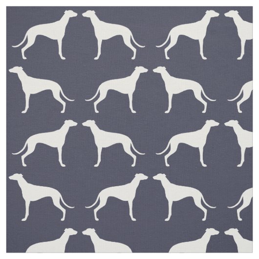 Greyhound Silhouettes Pattern Midnight Blue Stof (Swatch)