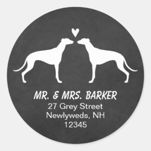Greyhound Silhouettes Retouradres Ronde Sticker