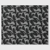 Greyhound Silhouettes Silver Faux Glitter Cadeaupapier (Vlak)