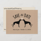 Greyhound Silhouettes Wedding Save the Date Aankondigingskaart (Voorkant / Achterkant)