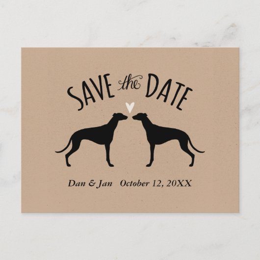 Greyhound Silhouettes Wedding Save the Date Aankondigingskaart (Voorkant)