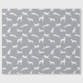 Greyhound Silhouettes White op grijs Cadeaupapier (Vlak)
