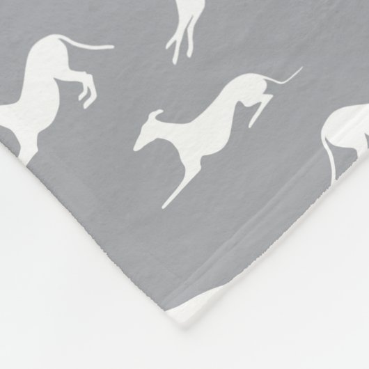 Greyhound Silhouettes White op grijs Fleece Deken (Hoek)