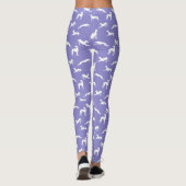 Greyhound Silhouettes White op Paars Leggings (Achterkant)