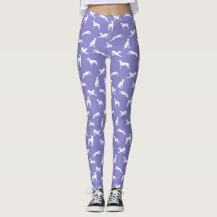 Greyhound Silhouettes White op Paars Leggings