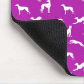 Greyhound Silhouettes - Wit op Roze (B41AAA) Muismat (Hoek)