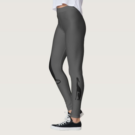 Greyhound Sitting Leggings - Donkergrijs (Links)