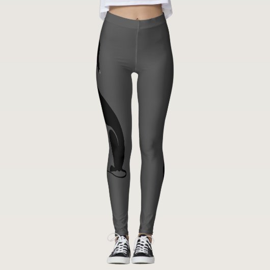 Greyhound Sitting Leggings - Donkergrijs (Voorkant)