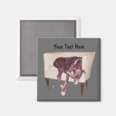 Greyhound Slapen In Stoel Grappige Magneet (Voorkant / Achterkant)