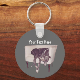Greyhound Slapen op stoel gepersonaliseerd Sleutelhanger
