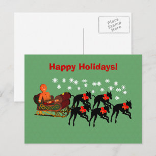 Greyhound Sleigh Kerstvakantie Briefkaart