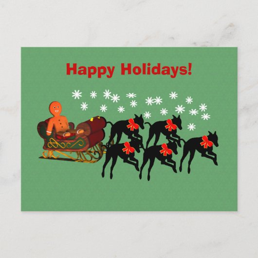 Greyhound Sleigh Kerstvakantie Briefkaart (Voorkant)