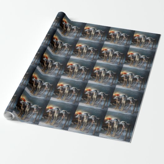 Greyhound Sneeuw Slede Kerst Decoratie Cadeaupapier (Uitgerold)