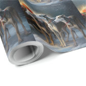 Greyhound Sneeuw Slede Kerst Decoratie Cadeaupapier (Rol Hoek)