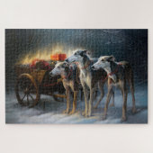 Greyhound Sneeuw Slede Kerst Decoratie Legpuzzel (Horizontaal)