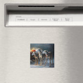 Greyhound Sneeuw Slede Kerst Decoratie Magneet (Insitu (Vaatwasser))