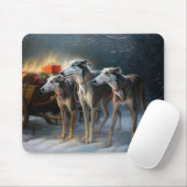 Greyhound Sneeuw Slede Kerst Decoratie Muismat (Met muis)