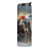 Greyhound Sneeuw Slede Kerst Decoratie Thermosbeker (Gedraaid links)