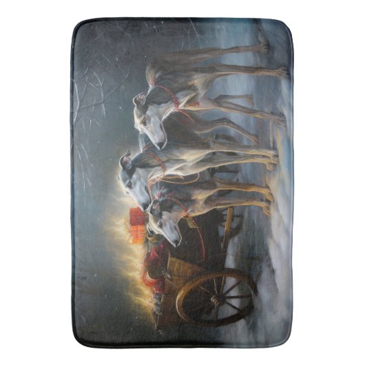Greyhound Snowy Sleigh Kerstmisdecor Badmat (Voorkant Verticaal)