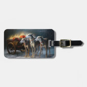Greyhound Snowy Sleigh Kerstmisdecor Bagagelabel (Voorkant horizontaal)
