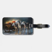 Greyhound Snowy Sleigh Kerstmisdecor Bagagelabel (Achterkant horizontaal)