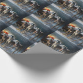 Greyhound Snowy Sleigh Kerstmisdecor Cadeaupapier (Hoek)