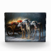 Greyhound Snowy Sleigh Kerstmisdecor Fotoblokken (Voorkant)