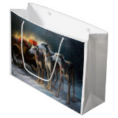 Greyhound Snowy Sleigh Kerstmisdecor Groot Cadeauzakje (Voorkant Gekanteld)
