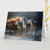 Greyhound Snowy Sleigh Kerstmisdecor Kaart (Gele Bloem)