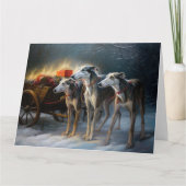 Greyhound Snowy Sleigh Kerstmisdecor Kaart (Voorkant)